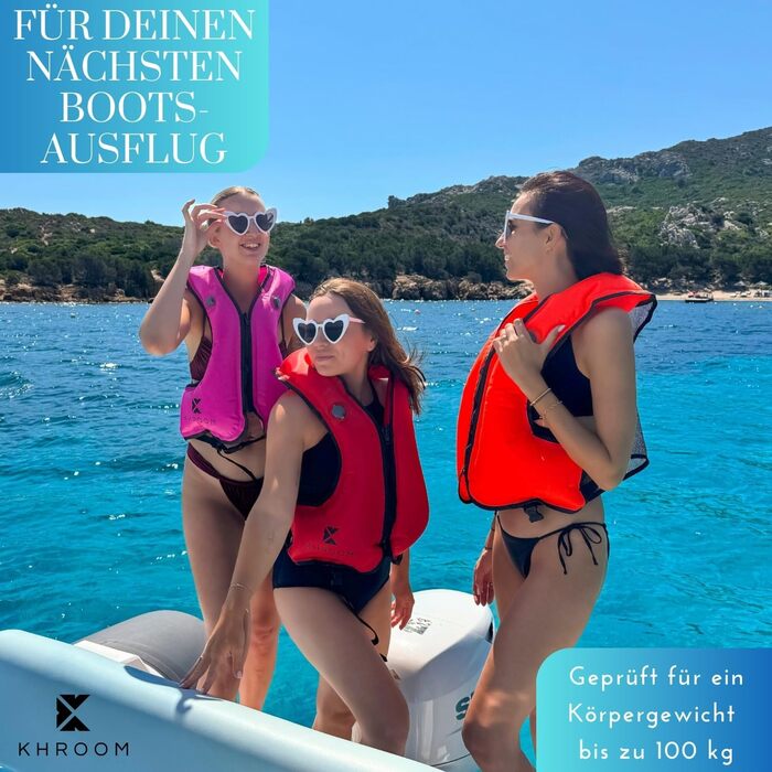Надувний рятувальний жилет Khroom для дорослих, що відповідає останнім стандартам ЄС Зріст 150-210 см, до 100 кг Жилет для плавання, жилет для підводного плавання для підлітків та старше Сноркелінг, каякінг та SUP (V2 150-210 см, до 100 кг, синій)