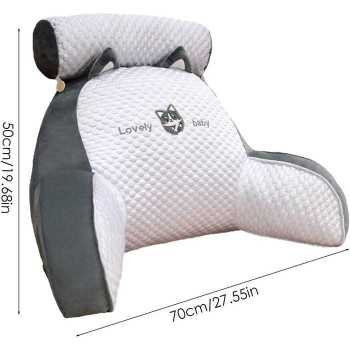 Подушка для читання для ліжка Подушка для спини для сидіння в ліжку Подушка для читання Ice Silk Подушка для спини з підлокітниками Подушка для читання для дорослих у ліжку Подушка для читання для ліжка та дивана 50x70 см Heiser