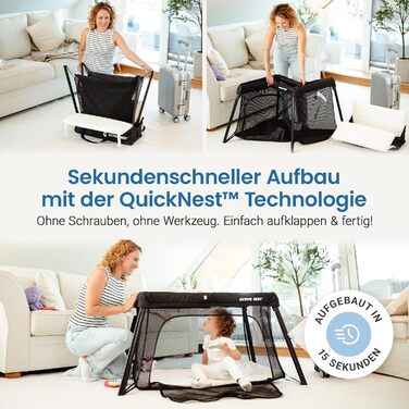 Дитяче ліжечко-дорожнє з матрацом та рюкзаком площа лежання 9660 см (03 роки) збирається за 15 секунд легка вага 6 кг компактна складна конструкція бічний вхід водовідштовхувальний матрац