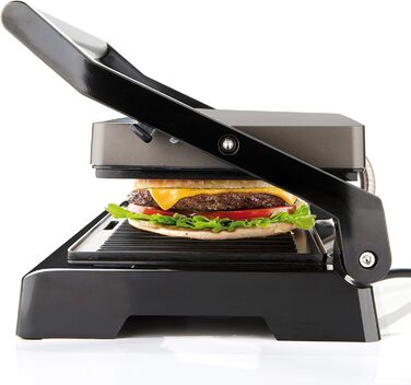 Контактний гриль, 1000 Вт, пластик, чорний гриль 1000 Вт, 1000E