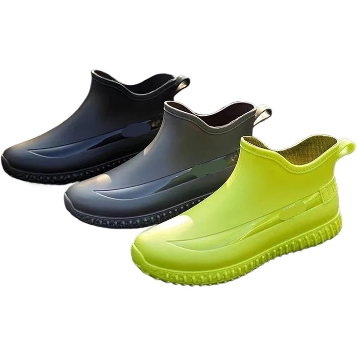 Чоловічі гумові чоботи, гумові чоботи з коротким халявою, низьке робоче взуття, кухонне взуття, зносостійкі водонепроникні чоловічі чоботи, чорні, розмір 43 EU