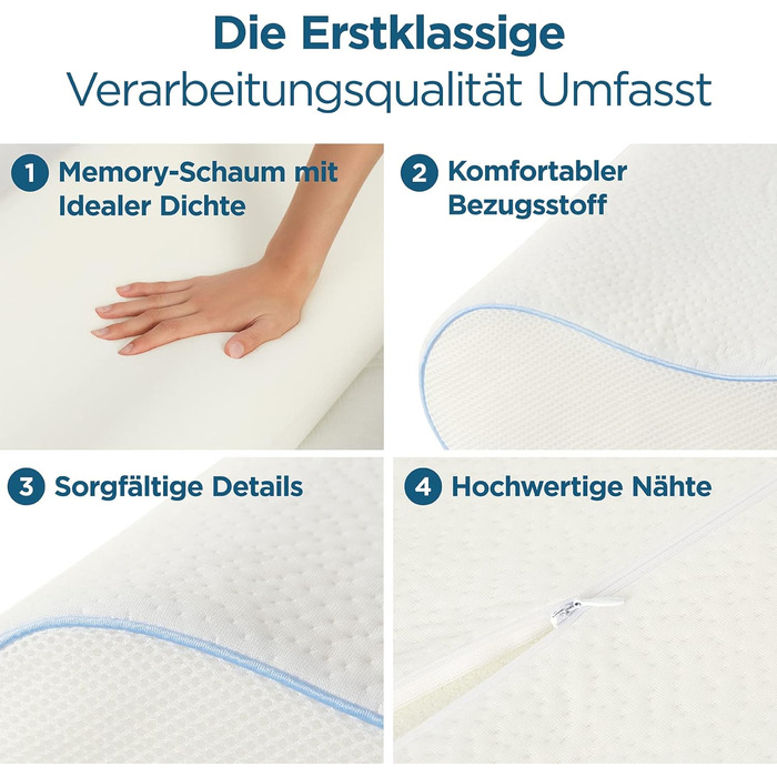 Ортопедична подушка - подушка для підтримки шиї, подушка для сну, подушка з піни з ефектом пам&39яті, валик, подушка для зняття болю в шиї - регульована висота, чохол з алое вера, медична допомога 1