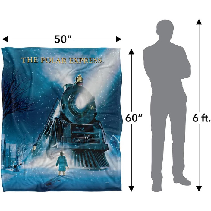 Ковдра Polar Express, дизайн офіційно ліцензований продукт, шовковисте, суперм&39яке покривало, 152 x 127 см
