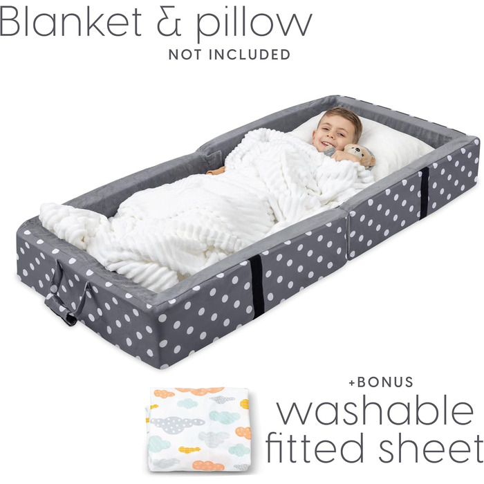 Ліжко Milliard Rice з матрацом і захистом від випадіння, ліжечко для немовлят і дітей - компактне, складне і практичне для подорож