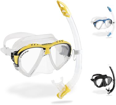 Маска Matrix або комбінований комплект маска трубка Gamma для дайвінгу та сноркелінгу, один розмір, унісекс, прозора/жовта маска трубка