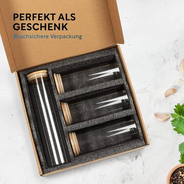 Банки для зберігання CLIDOR - Набір з 4 шт. (інноваційна товщина скла 3 мм) - Герметичні банки для зберігання з кришкою - Штабельо