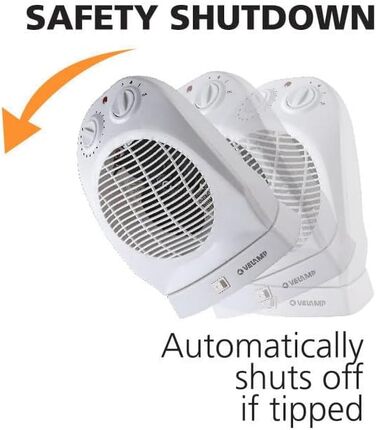 Фіксований вентилятор-обігрівач 2000 Вт, білий, з коливальною основою