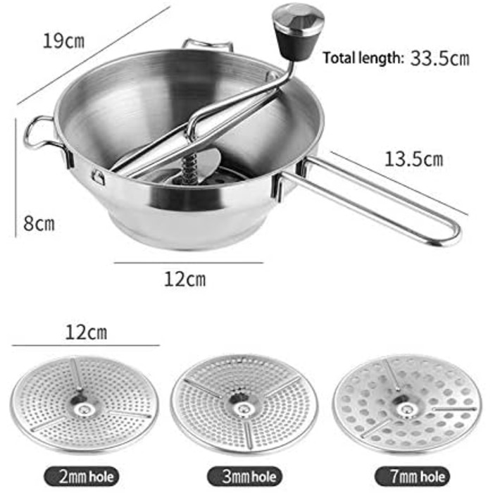 Кухонна м'ясорубка Dariokki з нержавіючої сталі, процідити і натерти на тертці та овочева, легко чиститься, довговічна якість