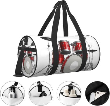 Дорожня сумка з принтом губ у чорно-білу смужку, кругла форма, великий об'єм, легка та міцна, чудовий подарунок для походів, відпустки, ділових поїздок та іншого, стильний дизайн барабанної установки.