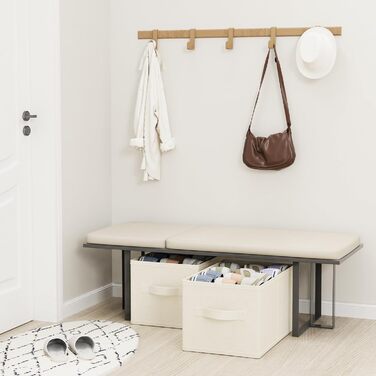 Елементний органайзер для взуття для шафи, великий простір для зберігання взуття, вміщує 12-24 пари, складна тканинна коробка для взуття з 3 ручками, 42 x 32 x 26 см, бежевий, XSNX02BE-2 2 комплекти (42 x 32 x 26 см) бежевий, 2-