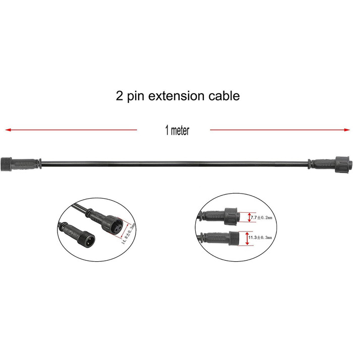 Подовжувачів 3M для світлодіодних ліхтарів RGB, водонепроникний IP67 (, 2 м, 2 контакти), 5