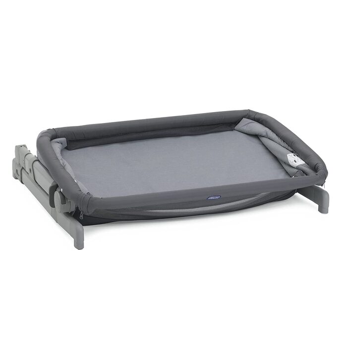 Дитяче ліжечко Chicco Next2Me Go для новонароджених, приліжкове ліжечко, сумісне з різними ліжками, регульована висота, гарна циркуляція повітря, дорожня колиска, дорожнє ліжко, темно-сіре