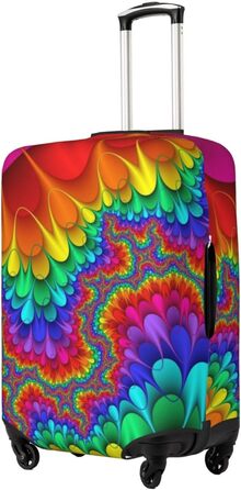 Чохол для валізи Райдужний тай-дай - червоний принт, еластичний захист від подряпин та пилу, чорний, розмір 85