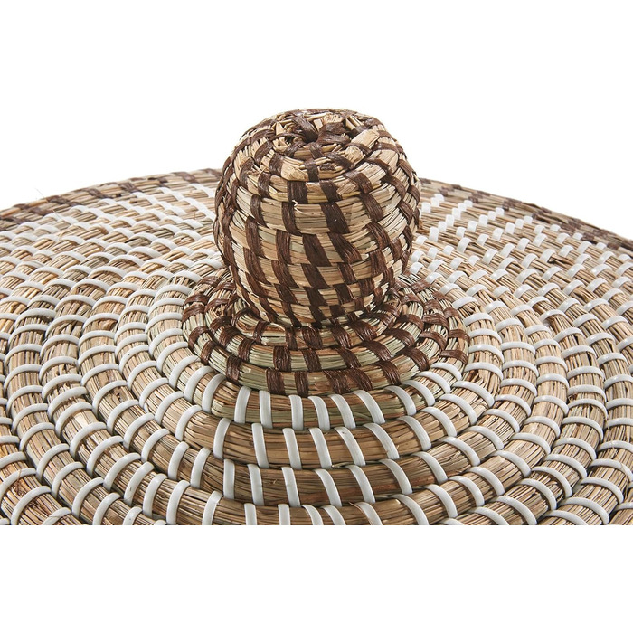 Кошик Kobolo TAIPAN зі зміями та морською травою Ø 42 см, В 45 см Кошик ручної роботи з кришкою бежевого кольору Кошик для білизни Декоративний кошик Виготовлений з натурального матеріалу для білизни, іграшок та журналів