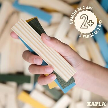 Будівельний набір з 120 деревяних брусків (Натуральний, Світло-блакитний, Жовтий, Зелений), деревяні іграшки та розвиваючі ігри, від 2 років