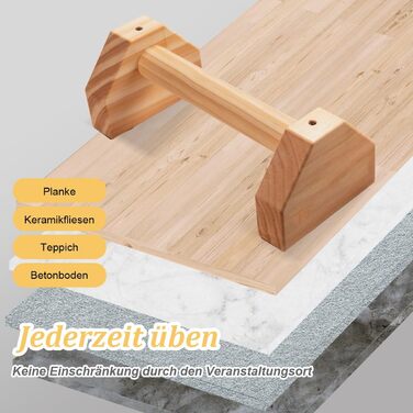 Бруси Parallettes, стійки для віджимань, стійки на руках, віджимань на планці, калістеніки, силових тренувань, паралельні бруси (30 x 13 x 9 см), колір дерева, 25 см