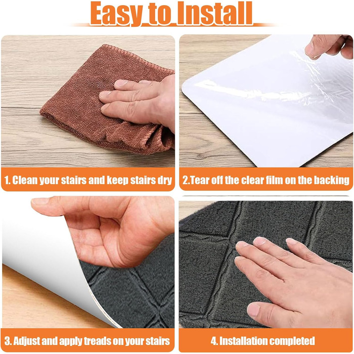 Килимків для сходів, 55 x 19 см, протиковзкі, самоклеючі, для приміщень, можна прати в пральній машині, самоклеючий килимок для сходів для дітей, людей похилого віку та домашніх тварин, 55 см x 19 см, темно-сірий, 15