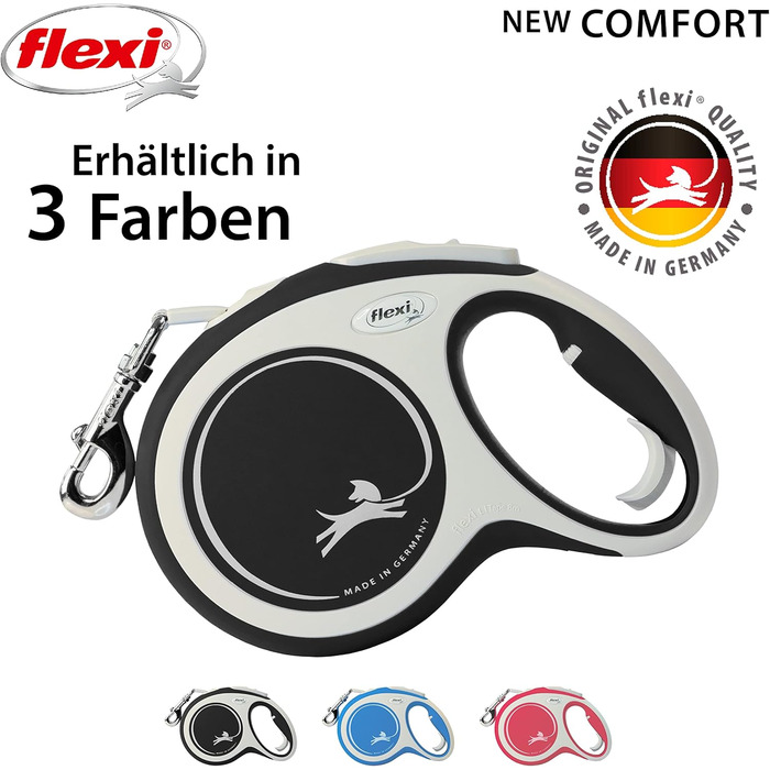 flexi® Comfort L Harness 8 м чорний, висувний повідець для собак до 50 кг