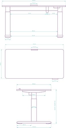 Дитячий письмовий стіл Pulsar, регульована висота - 120x60x55-81 см - Комп&39ютерний стіл для 2 моніторів - для дитячих кімнат, кімнат підлітків - Білий 120x60x55-81 см