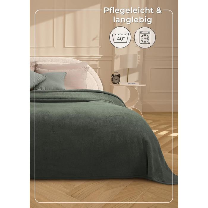 Преміум бавовняна ковдра 150x200 см - Oeko-TEX 100 - М&39яка ковдра з бавовняної суміші - Ковдра як плед, ковдра на диван та ковдра на дивані - Затишна та тепла бавовняна ковдра (темно-зелена) 150x200 см темно-зелена