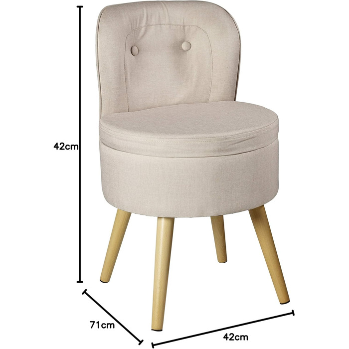 Крісло ECHTWERK Вінс, м&39яке крісло, зручне крісло, висока спинка, м&39яка пінопластова підкладка, дерев&39яні ніжки, 6,2 кг, кремове, широке