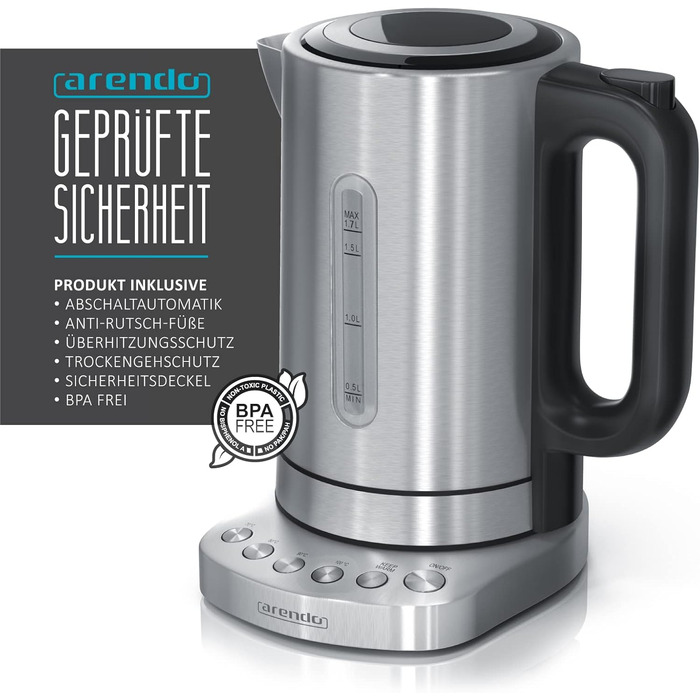 Чайник з нержавіючої сталі потужністю 3000 Вт з регулюванням температури - 4 обраних температурних режими - функція підтримання те