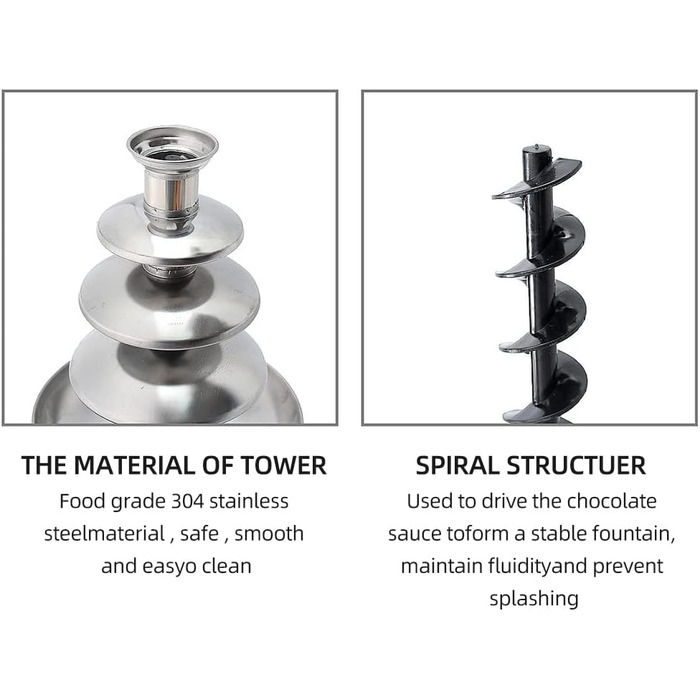 Шоколадний фонтан Tidyard, Шоколадний фонтан, 4-х рівнева електрична машина для плавлення, Шоколадний фонтан для кондитерських виробів на Різдво, Вечірка