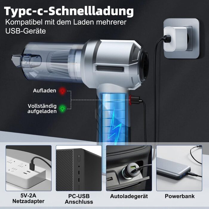 Стьобаний північний ручний пилосос, акумуляторний ручний пилосос, складаний автомобільний пилосос 3 в 1, міні-пилосос з безщіткови