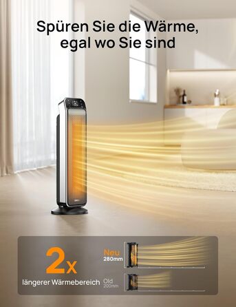 Енергозберігаючий тихий вентиляторний обігрівач Dreo, 25-дюймовий керамічний обігрівач з пультом дистанційного керування та термор