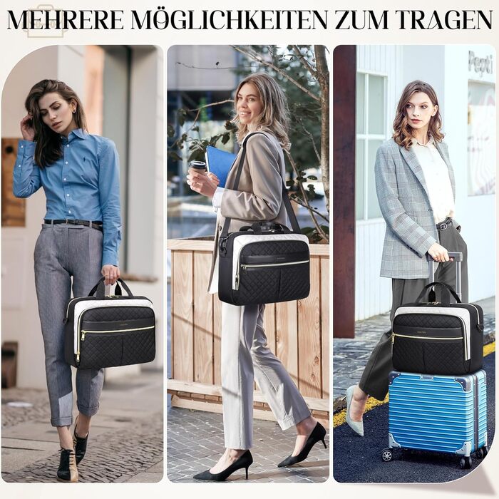 Жіноча сумка для ноутбука 17,3 дюйма, портфель, водонепроникна сумка для ноутбука, робоча сумка, бізнес-сумка, сумка через плече, сумка-мессенджер 17,3 дюйма, чорно-біла