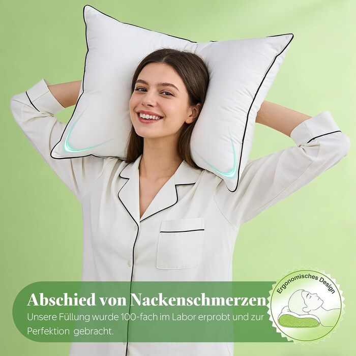 Пухові подушки преміум-класу APSMILE 40x80 (2 шт.) Зовнішній наповнювач 90 білого пуху Внутрішній наповнювач суміш пера Ергономічний дизайн для максимального комфорту Чохол з м&39якої органічної бавовни Вага наповнювача 730 г кожна, 40x80 см (2 шт.), біли