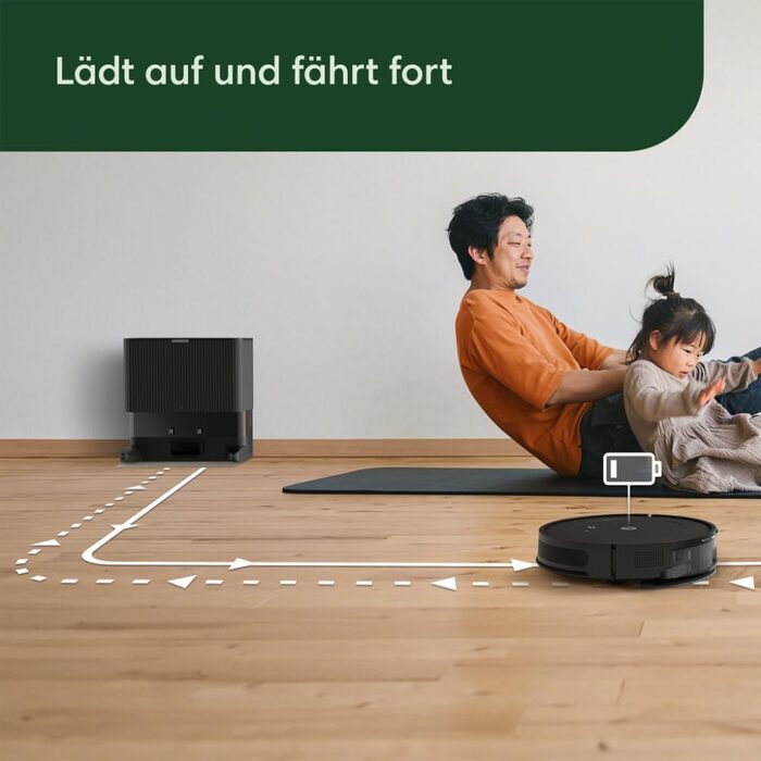 Робот iRobot Roomba Combo Essential для пилососа та швабри (Y0110), потужний пилосос та миття, 3 рівні всмоктування, точкове прибирання, керування за допомогою програми, кнопок або голосу, чорний