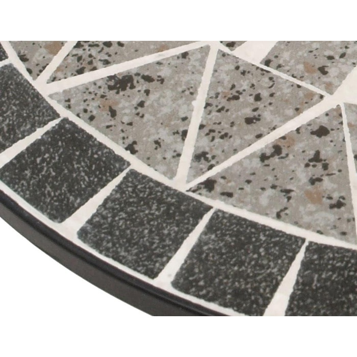 Мозаїчний стіл DEGAMO Бістро Siena 60 см круглий, каркас металевий чорний, стільниця з кераміки під мозаїку, сірий/білий