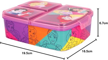 Ланчбокс Disney Принцеси з 3 відділеннями для дітей дитячий контейнер для обіду бокс для перекусу яскравий дизайн Принцеси Діснея