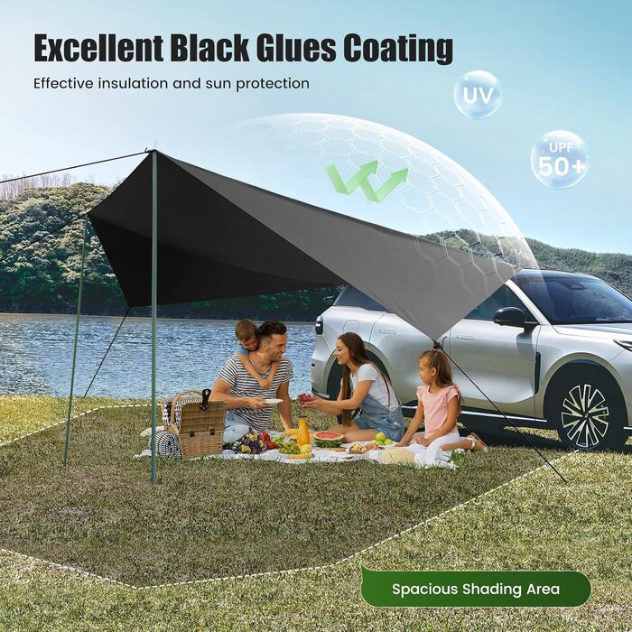 Універсальний автомобільний намет для будь-якого транспортного засобу, автомобільний тент, кемпінговий намет, тент для великого позашляховика, універсальний сонцезахисний намет для будинків на колесах та автомобілів