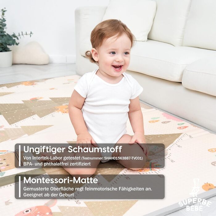 Дитячий килимок Дитячий килимок Дитячий ігровий килимок 180х200х1,5см. Двосторонній і нетоксичний товстий складаний водонепроникни