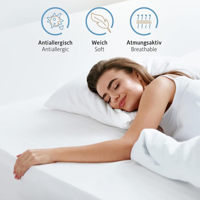 Подушки Komfortec 80x80 см, комплект з 2 шт. , сертифіковані Oeko-TEX, подушки з наповнювачем 1000 г, підходять для алергіків, можна прати, подвійний пакет 80x80 см, класичний