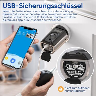 Дверний замок WELOCK Touch41 відбиток пальця, електронний дверний замок з RFID-картою, APP, WiFi, дверний замок із відбитком пальця, замок із відбитком пальця IP65, циліндр замка для дверей від 50-100 мм, розумний дверний замок