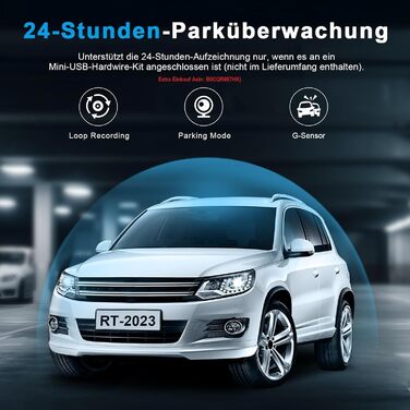 Відеореєстратор автомобільний передній задній з 64GB SD картою, 4.3-дюймовий IPS екран автомобільної камери 1080P FHD відеореєстра