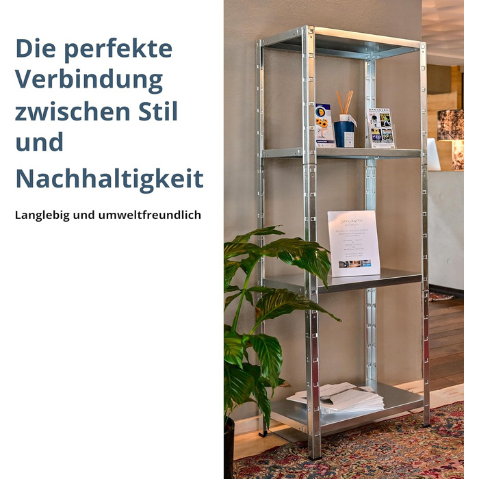 Система стелажів SCHULTE з 4 полицями PowerMAX, вантажопідйомність 65 кг, 180x80x40 см (ВxШxГ), оцинкована (полиця для зберігання, полиця для майстерні, полиця для підвалу, полиця для гаража, металева полиця)