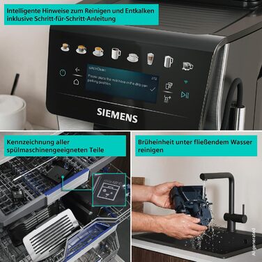 Кавомашина Siemens EQ600 iAroma TP605EM3, нержавіюча сталь, понад 40 напоїв