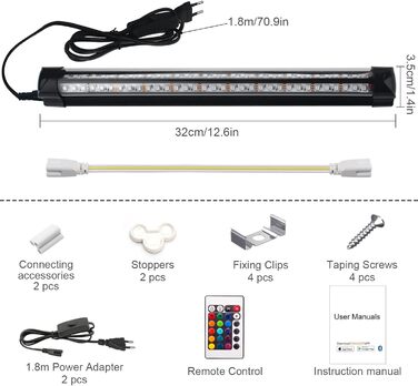 Світлові трубки BOSITE RGB, настінна машина RGB потужністю 10 Вт, світлодіодні стрічки RGB, стрічки RGB, світлодіодні лампи RGB, світлова панель RGB для клубів, спальня, телевізор, Різдво, декор у приміщенні (2 шт. и) 10 Вт (2 шт. и)