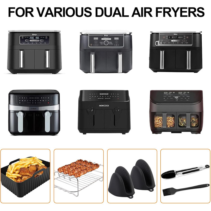 Аксесуари для фритюрниці Pyrrhonian - Аксесуари для фритюрниці Ninja Foodi AF400EU AF300EU 9.5L та інших двозонних фритюрниць, без BPA, аксесуари для фритюрниці Ninja, аксесуари для фритюрниці