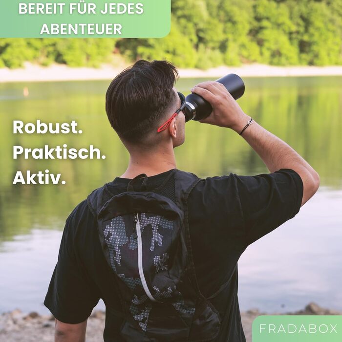 Пляшка для води преміум-класу з нержавіючої сталі Lake 750 мл, герметична та придатна для миття в посудомийній машині, двостінний вакуумний термос для активного відпочинку, екологічна, без BPA безкоштовна спортивна кришка (чорна)