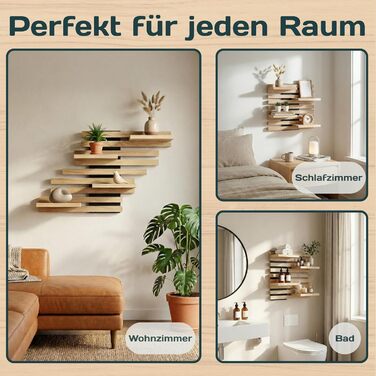 Дерев&39яна настінна полиця - Модульний комплект книжкових полиць з масиву дерева - Плаваюча полиця для вітальні, кухні та ванної кімнати - Вінтажний декор та зберігання рослин, чорний