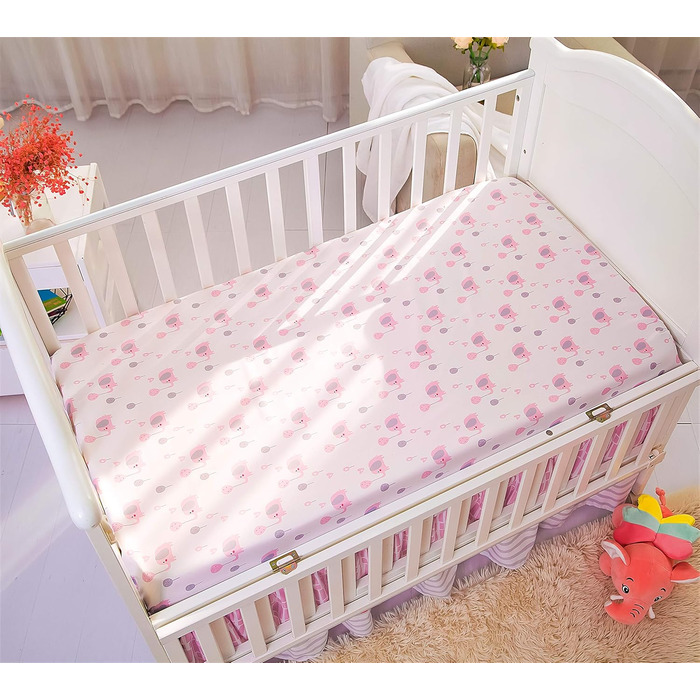 Комплект постільної білизни в дитячу колиску La Premura Baby Elephant для дівчаток - рожевий слон і повітряні кульки з 3-х частин