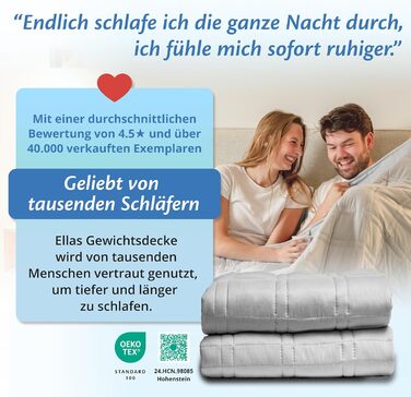 Обтяжена ковдра Ella 135x200 7 кг - Антистресова терапевтична ковдра - Щільна ковдра зі 100 бавовни - Ковдра для глибокого сну та кращого відновлення, Обтяжена ковдра для чоловіків та жінок від 55 до 85 кг, сіра 135x200 7 кг сіра