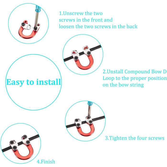 Набір D-петель Mudder для складного лука (3 шт.) — металеві D-петлі + 3 викрутки