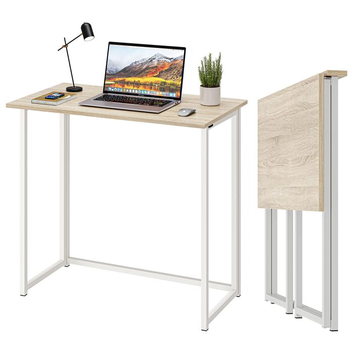 Складаний стіл Dripex, невеликий письмовий стіл, складаний, 80 x 45 см, не потребує складання, комп&39ютерний стіл, компактний стіл для домашнього офісу, кабінету, ПК (дуб)