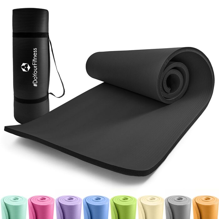 Нековзний килимок для фітнесу 183x61 см або XXL 190x100 см Товщина 0,8-2 см Килимок для вправ, щадний для суглобів Килимок для йоги Для початківців та досвідчених користувачів Підходить для використання в приміщенні/на вулиці 190 x 100 x 1 см, чорний